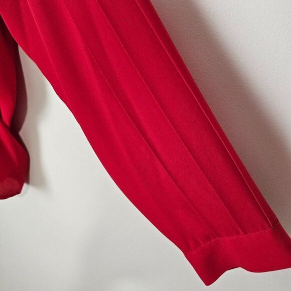 EUC LIKE NEW EXPRESS RED PEPLUM PLEATED LONGSLEEVES TOP SIZE LARGE - Picture 5 of 14